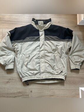 Vintage Columbia‎ Bugaboo 3 in 1 Jacket Mens XL Tall Tan Black Fleece Liner EUC